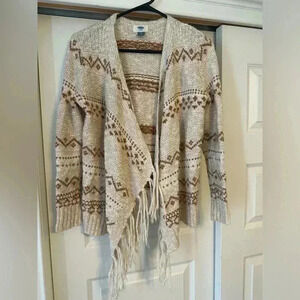 Old Navy Women’s Open Front Cardigan Wrap Sweater Fringe Southwest Western Sz S